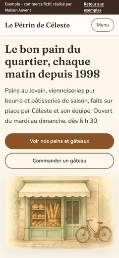 Le même site vu sur un téléphone